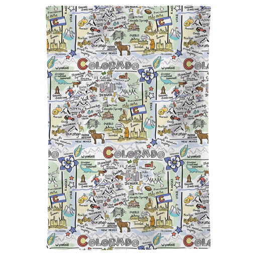 Fish kiss tea towel with Colorado Map design