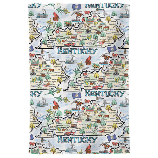 Fish kiss tea towel with Kentucky Map design