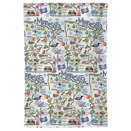 Fish kiss tea towel with Minnesota Map design