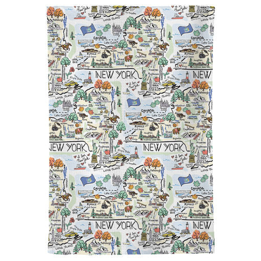 Fish kiss tea towel with New York Map design