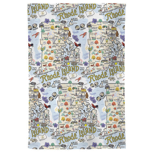 Fish kiss tea towel with Rhode Island Map design