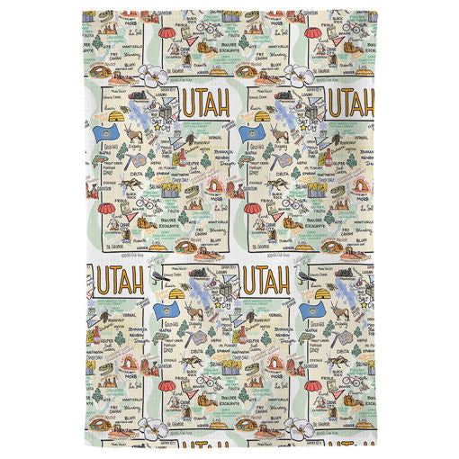 Fish kiss tea towel with Utah Map design