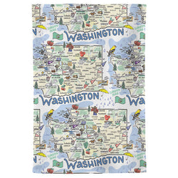 Fish kiss tea towel with Washington Map design