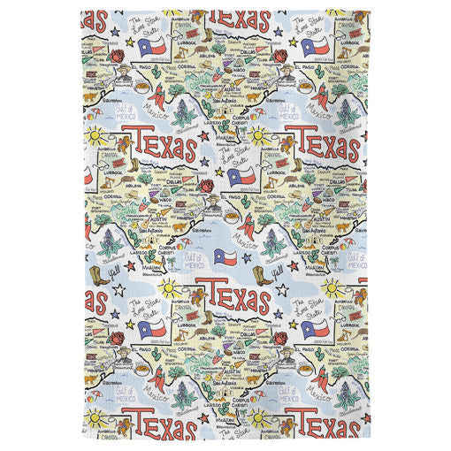 Fish kiss tea towel with Texas Map design