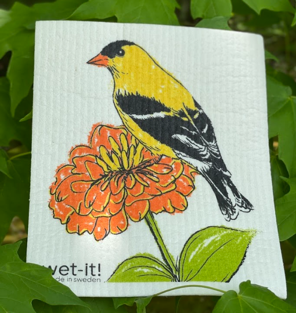 Swedish Dish cloth with American Goldfinch design