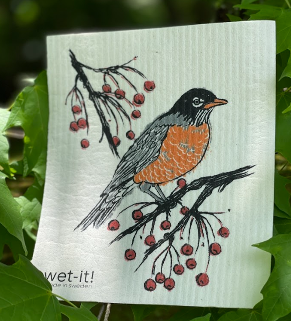 Swedish Cloth with American Robin bird design