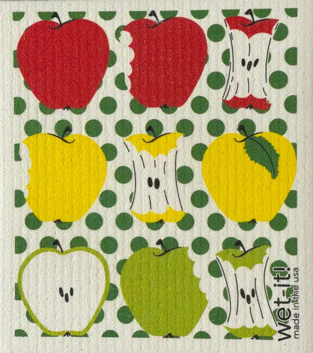 Sponge cloth with apple design