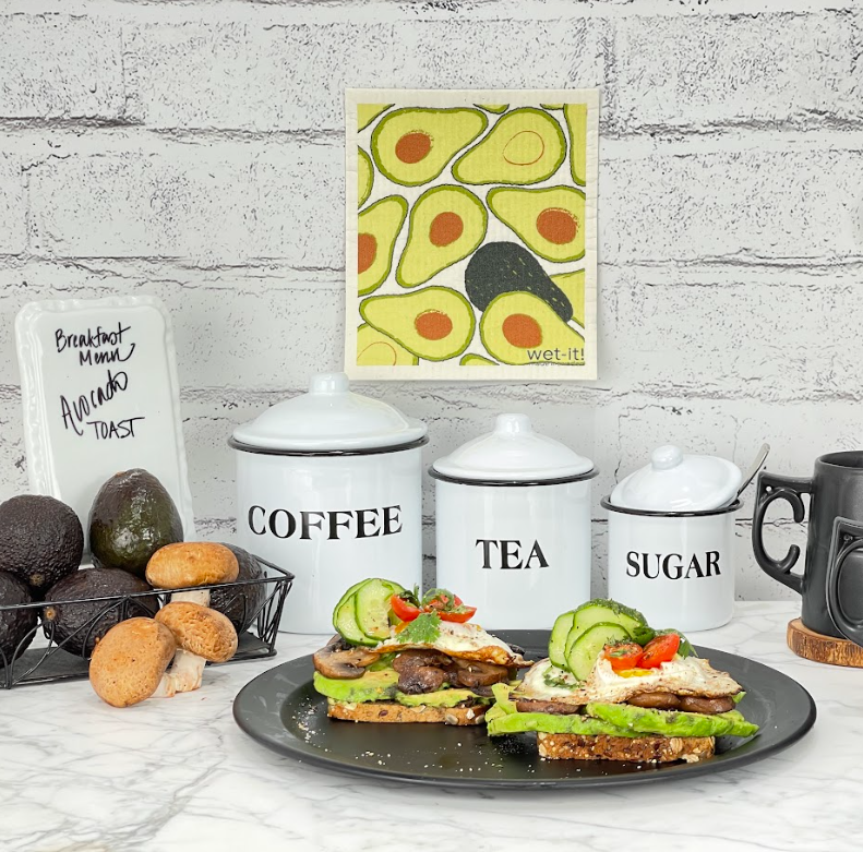 swedish dish cloth with avocado design