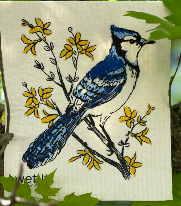 Swedish Cloth with Blue Jay bird design