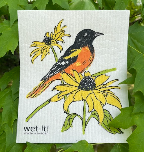 Swedish Cloth with Baltimore Oriole bird design