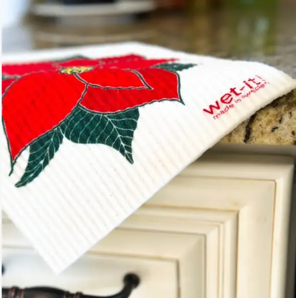 Swedish Cloth with red Blooming Poinsettia design