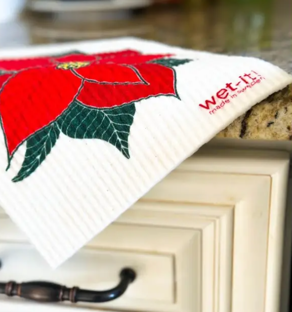 Swedish Cloth with Poinsettia Design