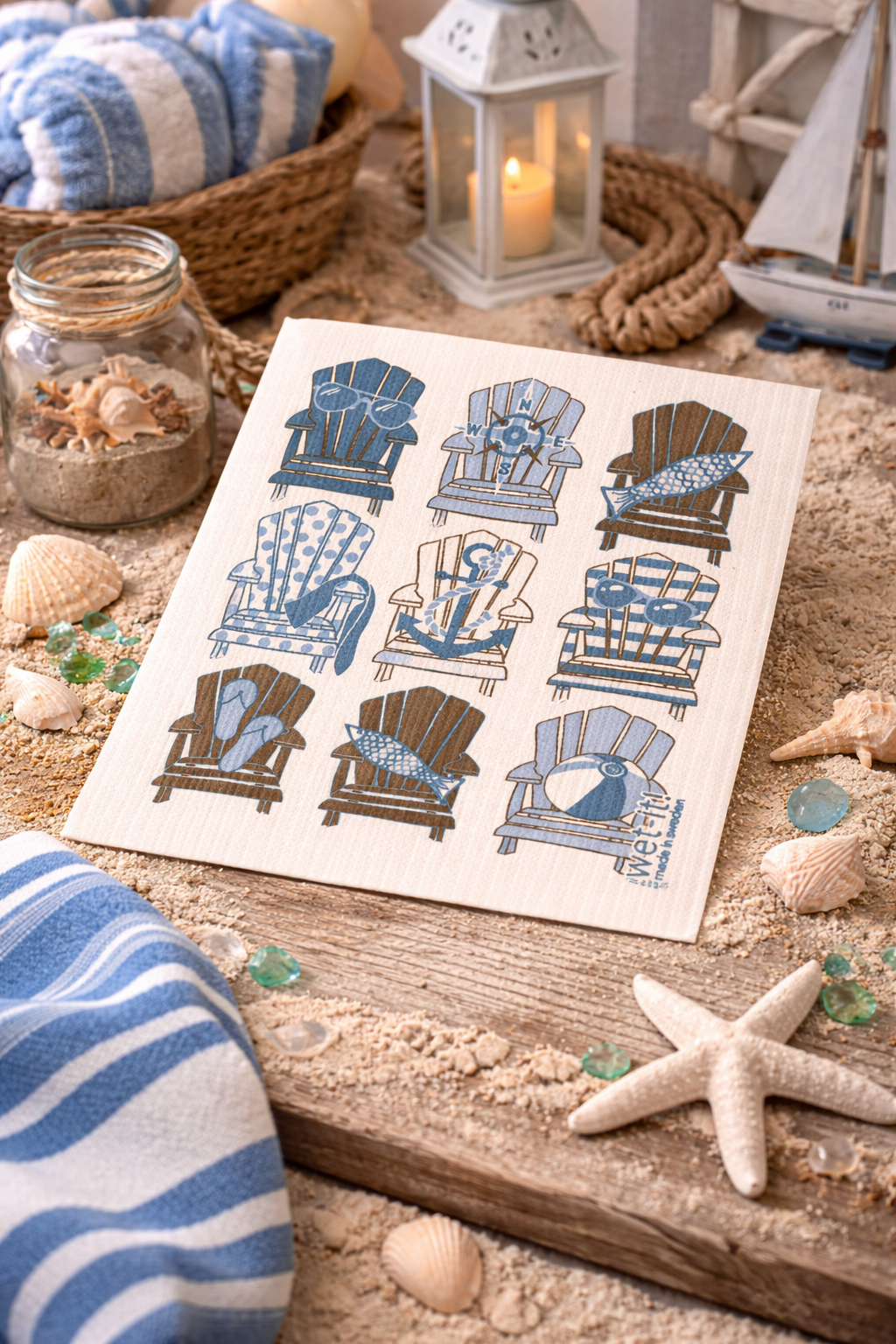 Beach Life Blues Swedish Dishcloth