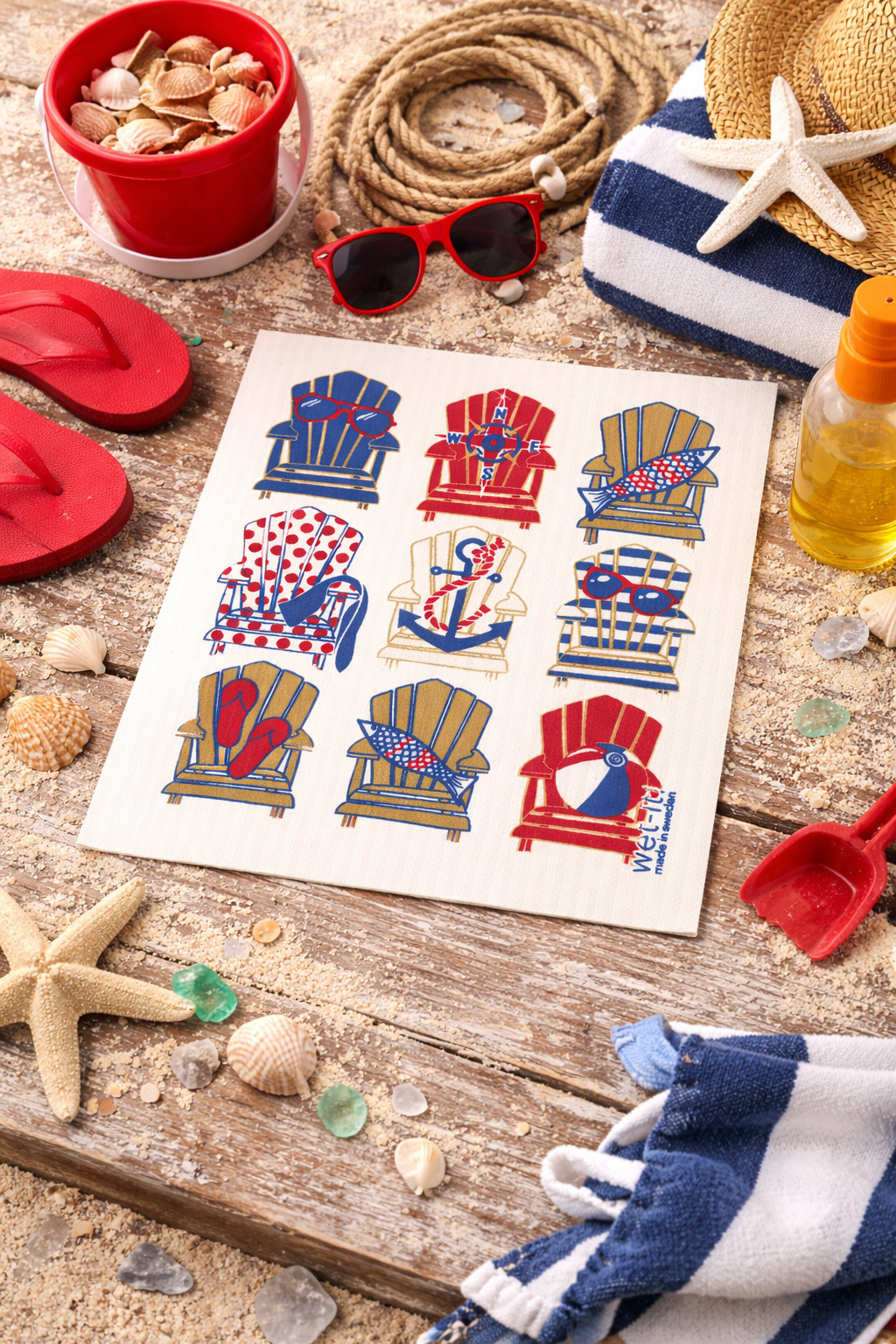 Beach Life Nautical swedish Dishcloth