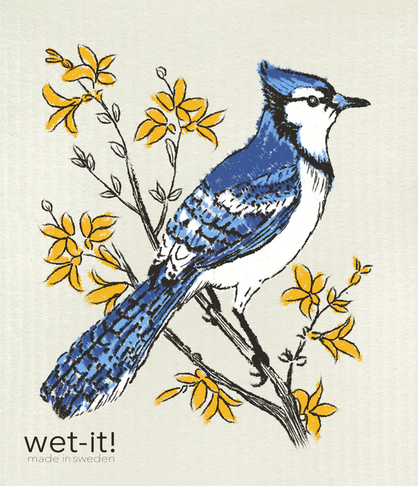 Swedish Cloth with Blue Jay bird design