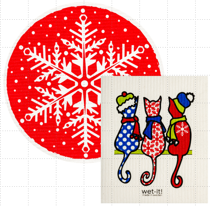 Fuzzy Wuzzy Cats Swedish Dishcloths Set of 2