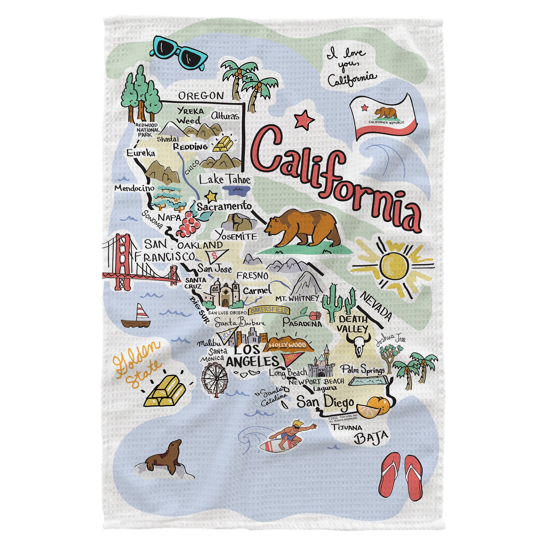Microfiber Kitchen Towel With California Single Map Design