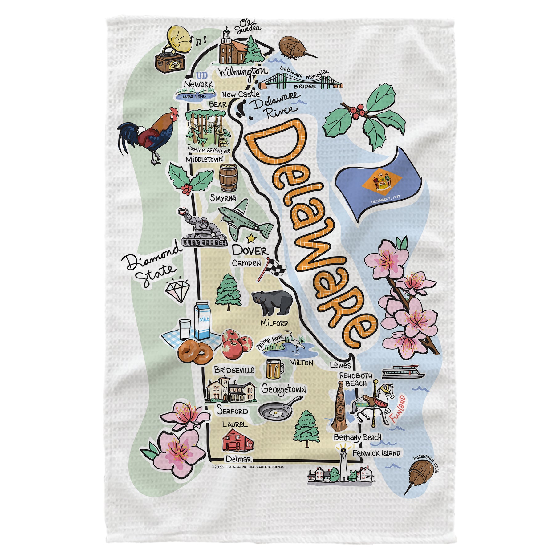 Microfiber Kitchen Towel With Delaware Single Map Design