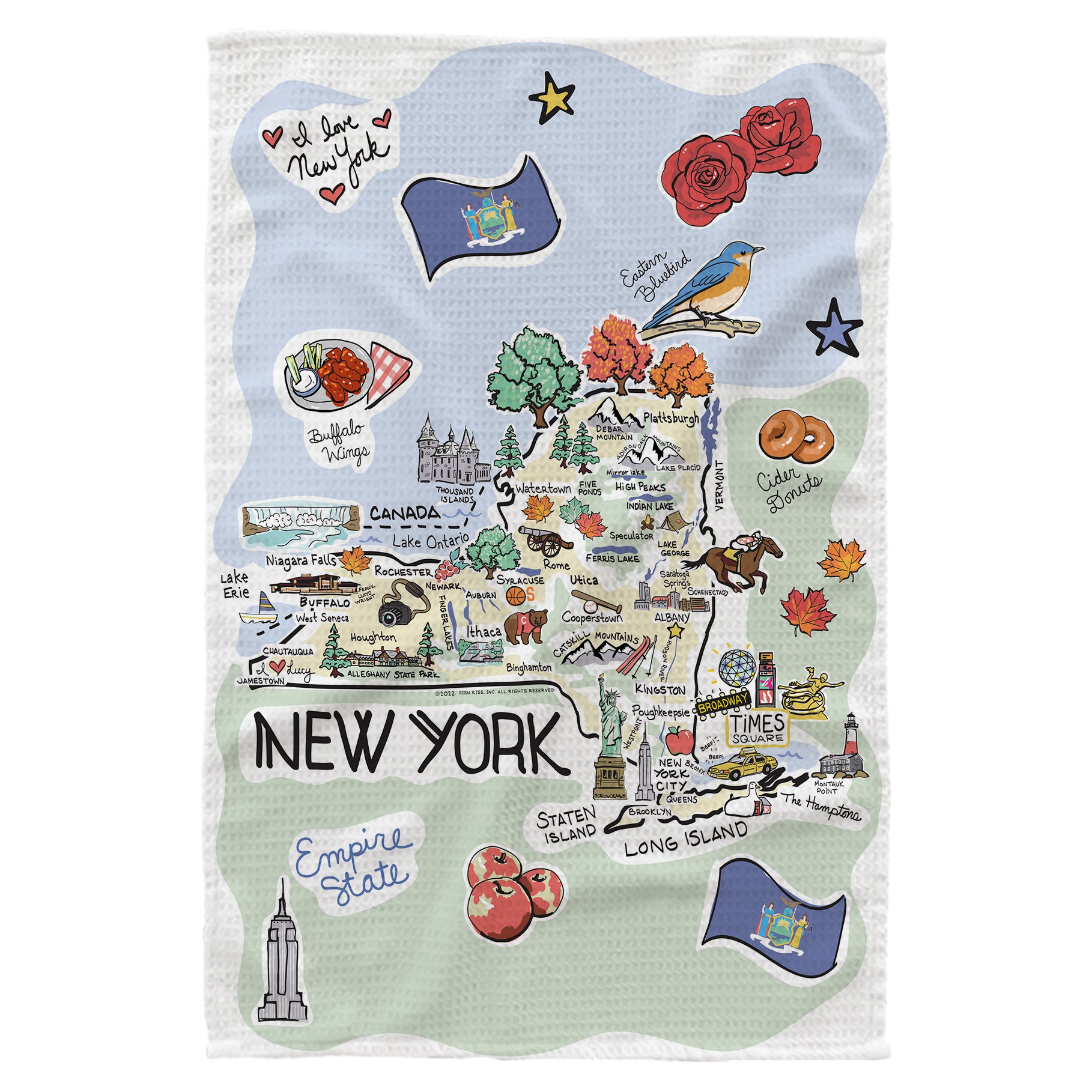 Microfiber Kitchen Towel With New York Single Map Design