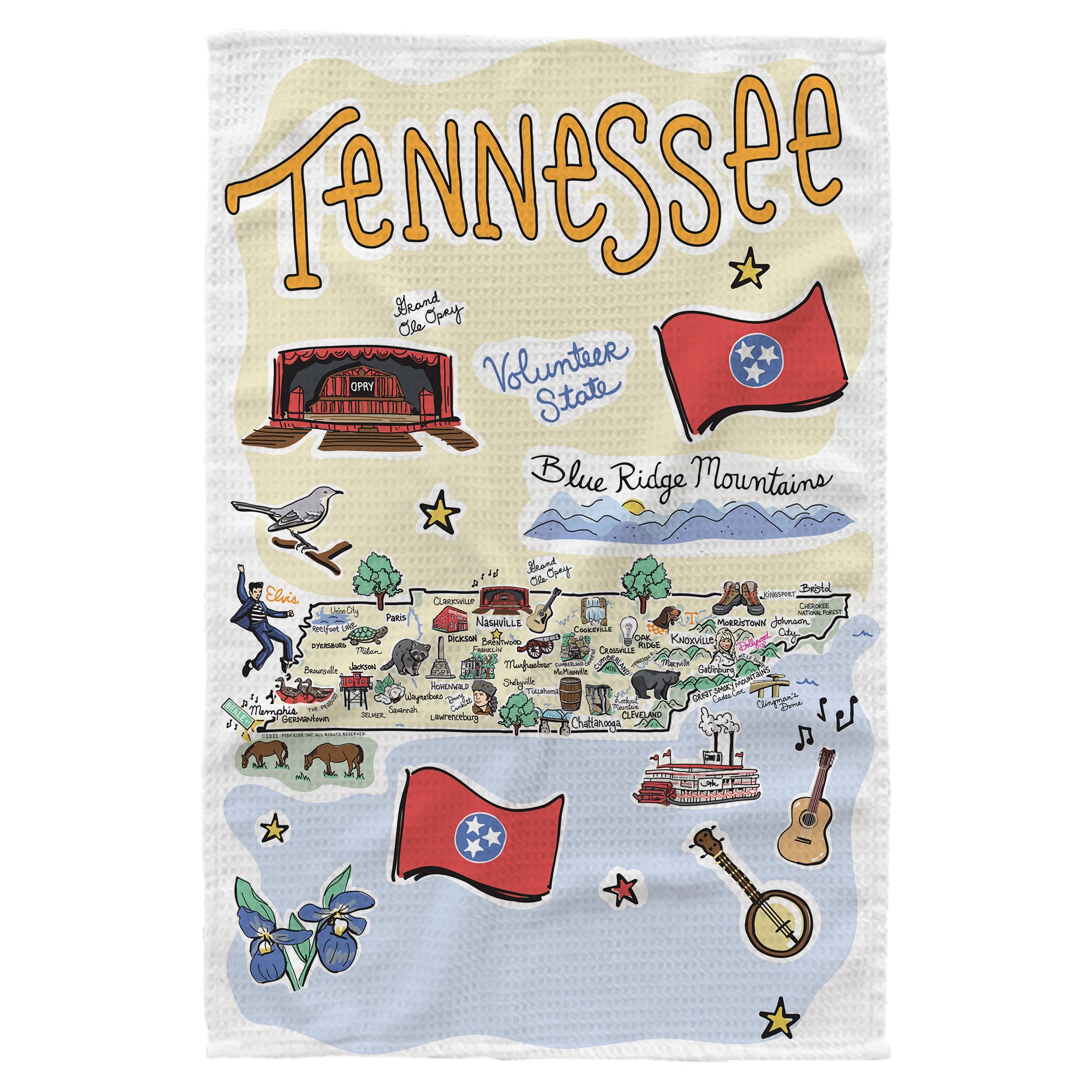 Microfiber Kitchen Towel With Tennessee Single Map Design