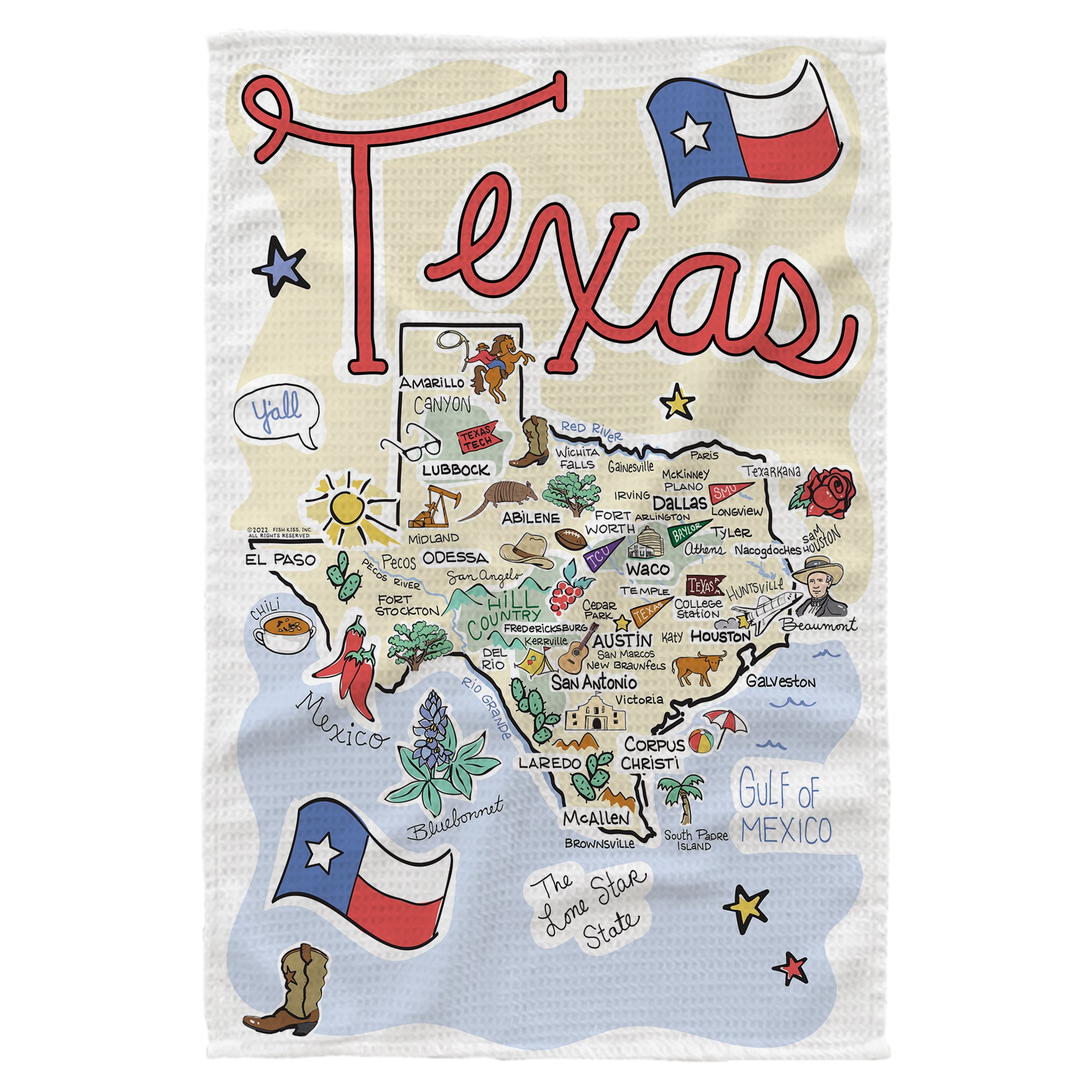 Microfiber Kitchen Towel With Texas Single Map Design