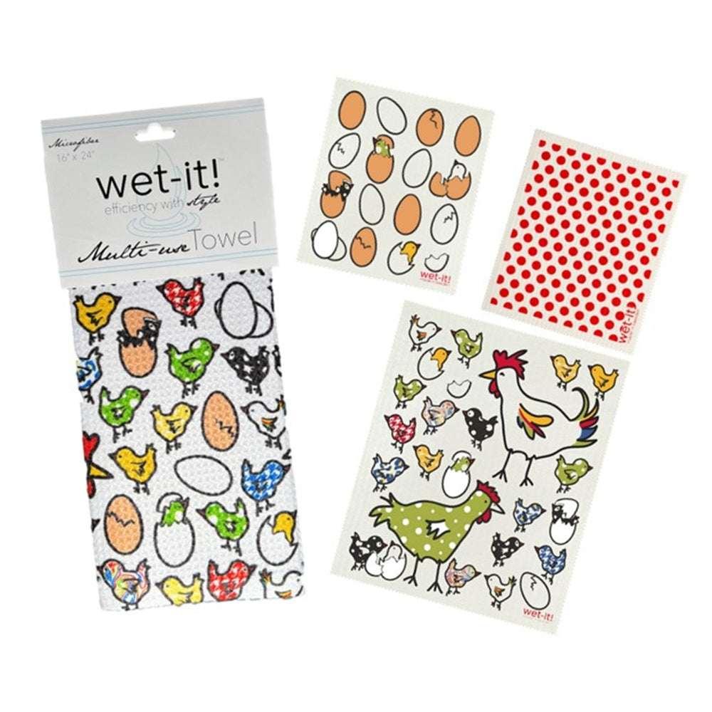 Chicken Coop Tea Towel/Wet-it Bundle (4-Pack)
