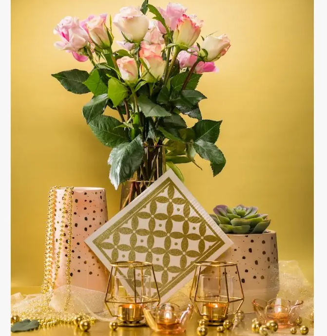 Swedish Sponge Cloth with Classic Gold Design