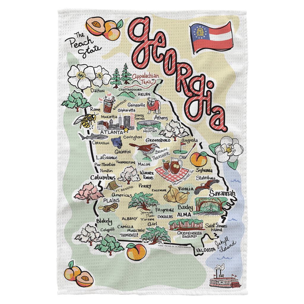 Georgia Single Map Kitchen Towel