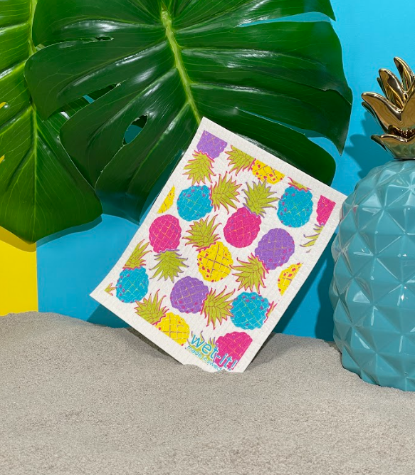 Swedish sponge cloth with colorful pineapples design