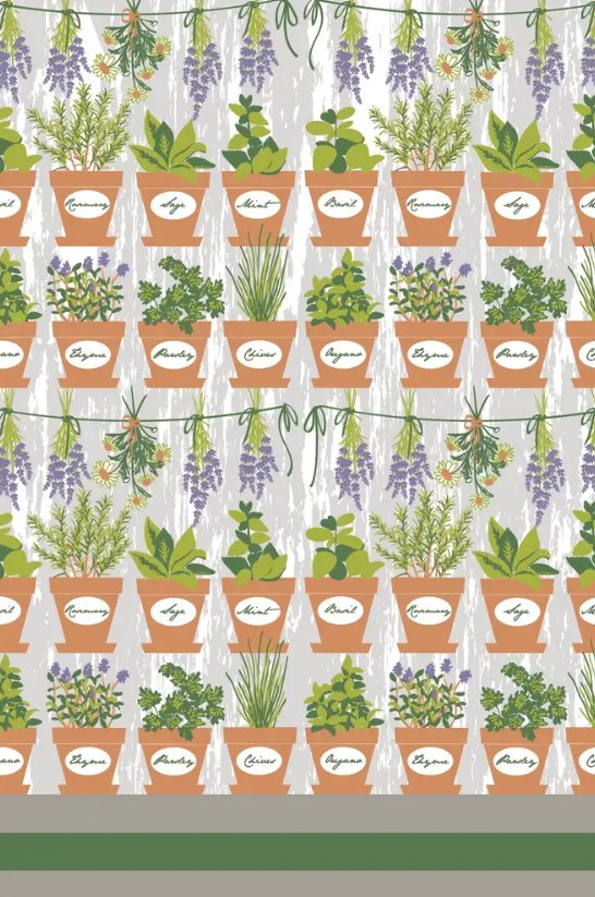 tea towel with herb design