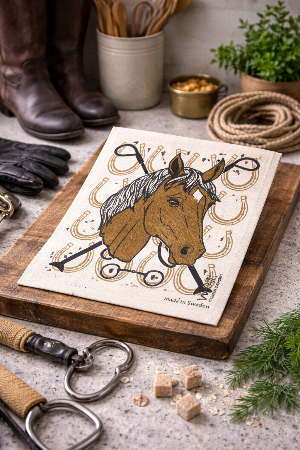 Equestrian Horse Swedish Dishcloth