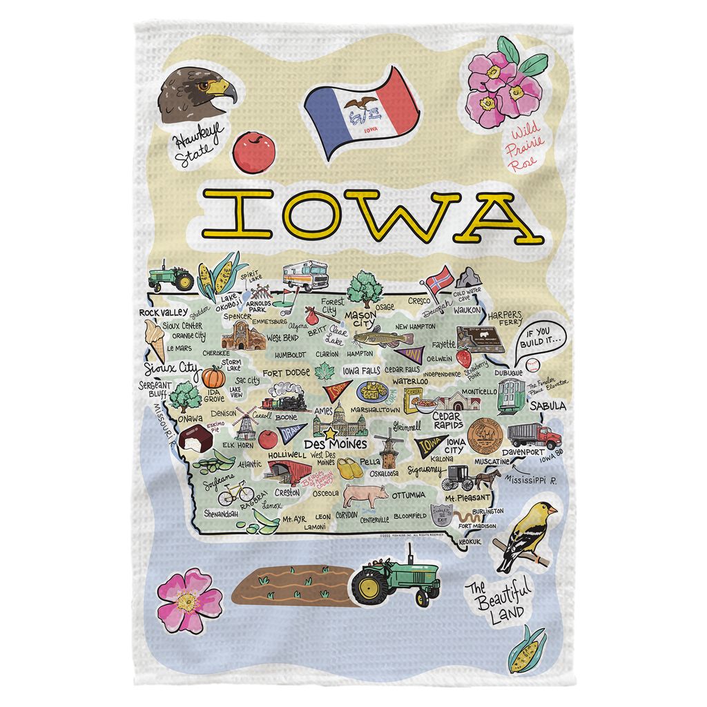 Iowa Single Map Kitchen Towel