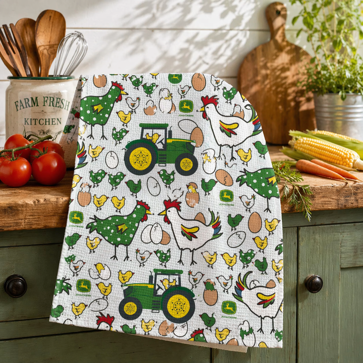 John Deere chicken coop towel