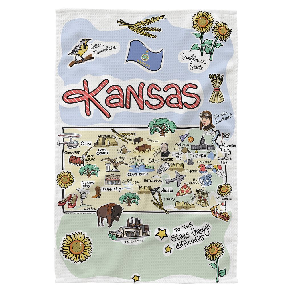 Kansas Single Map Kitchen Towel