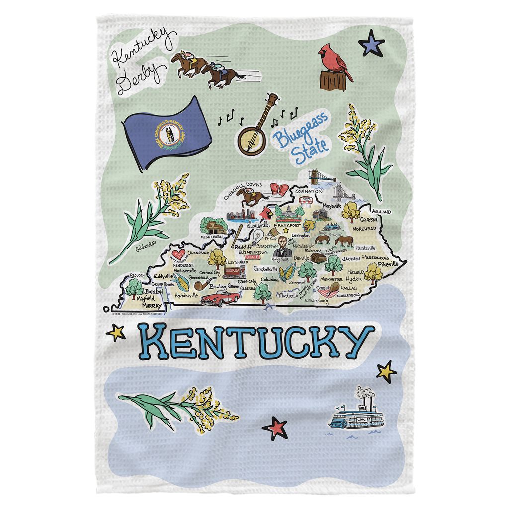 Kentucky Single Map Kitchen Towel