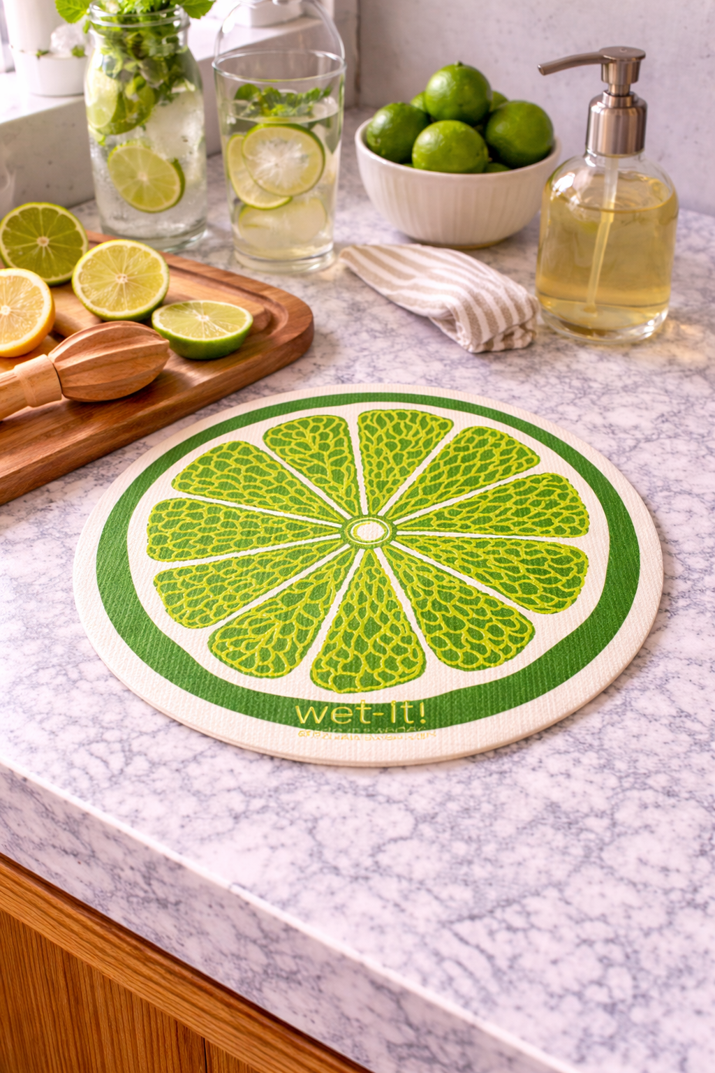 Lime round Swedish Dishcloth