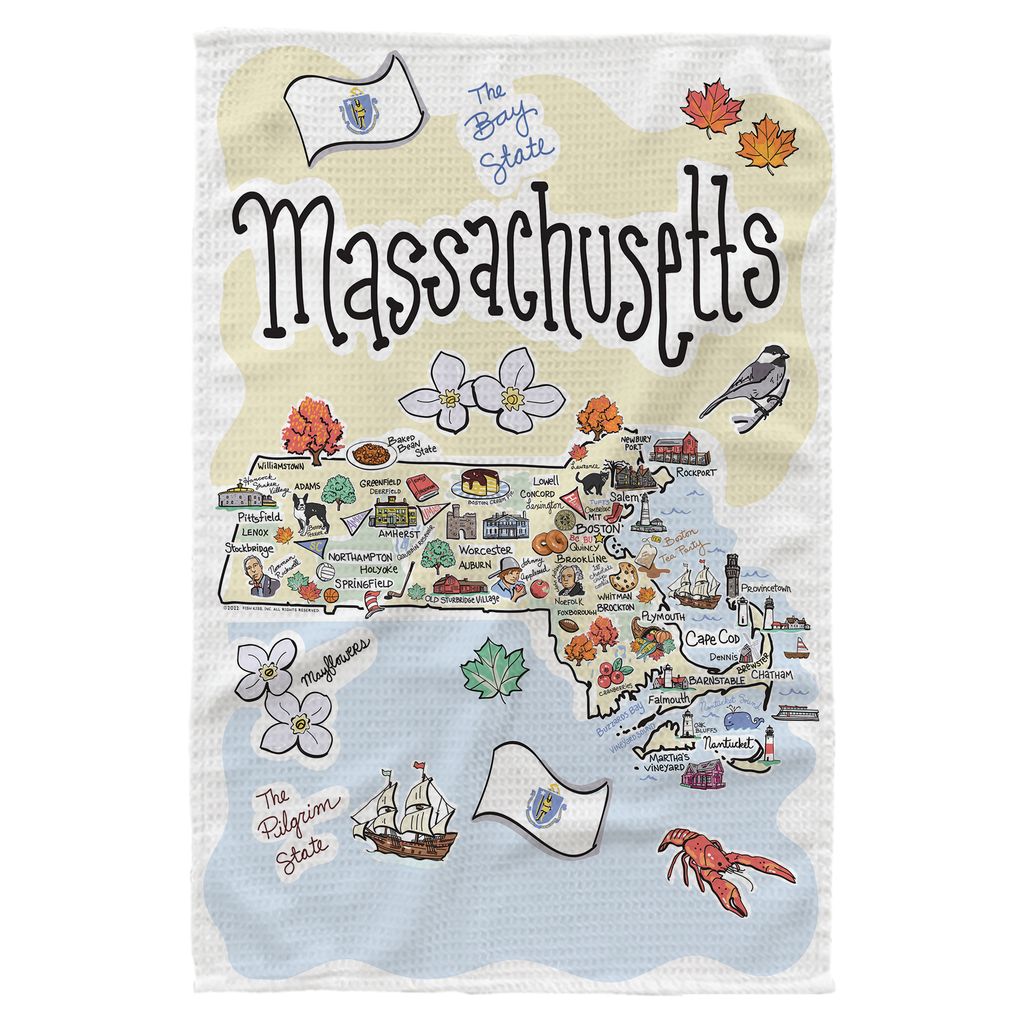 Massachusetts Single Map Kitchen Towel