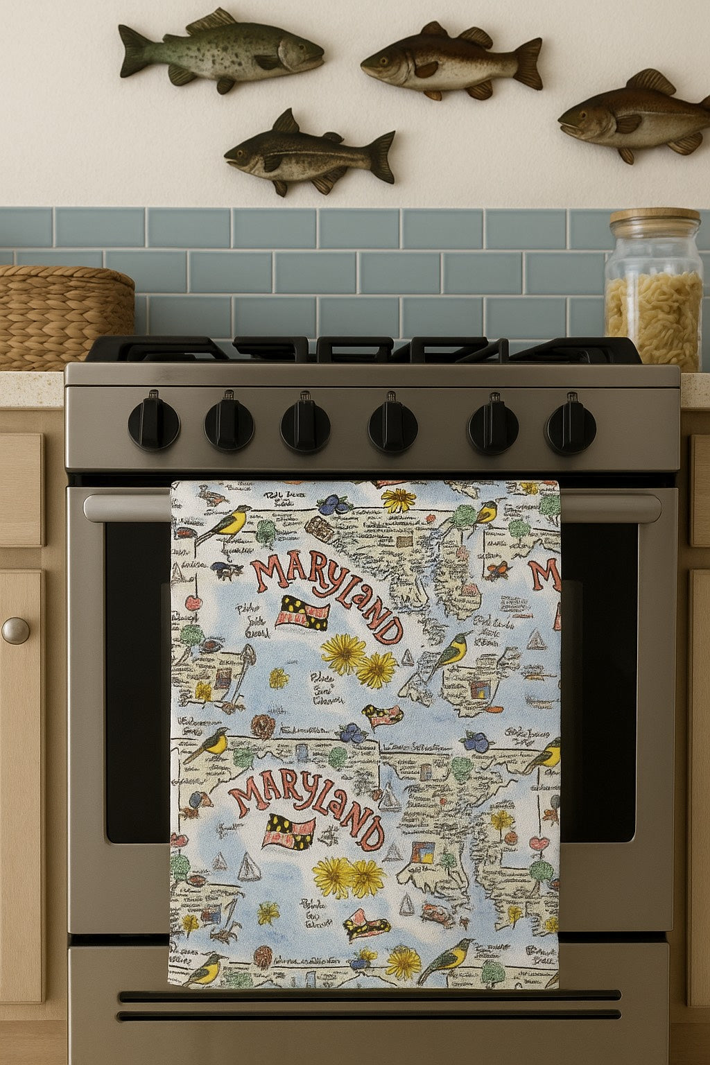 Maryland Map Repeat Kitchen Towel