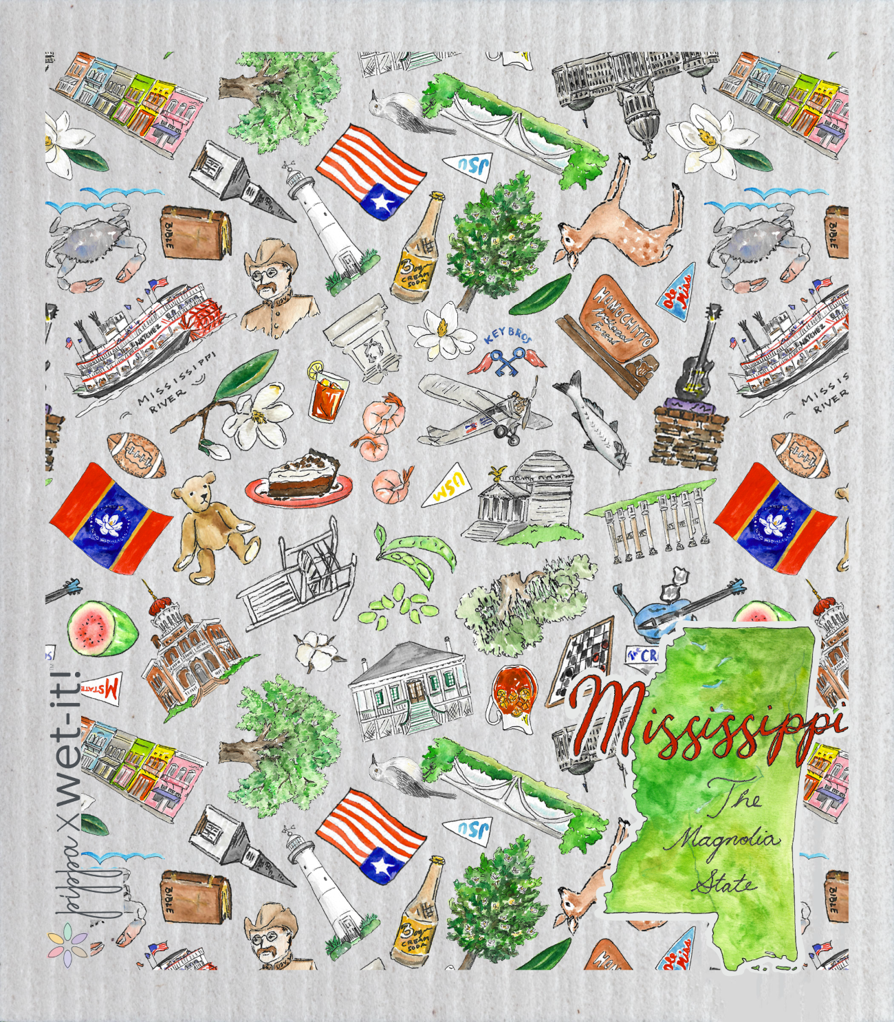 Pippa Mississippi Wet-it Swedish Dishcloth
