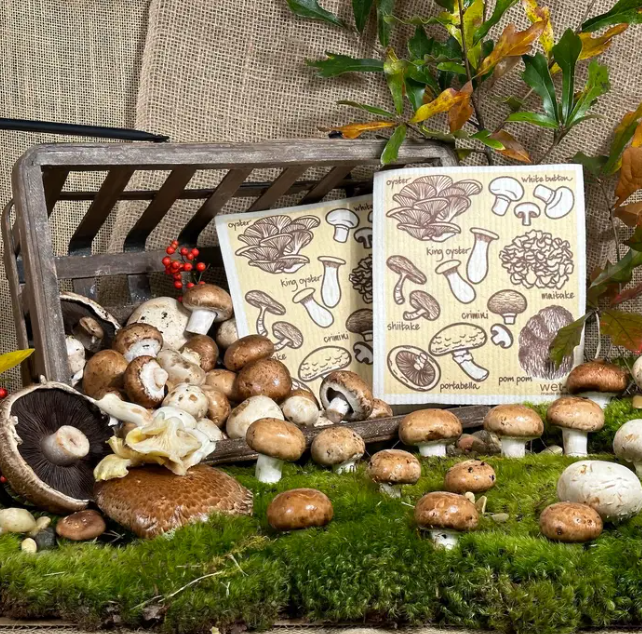 Swedish Cloth with mushroom medley design