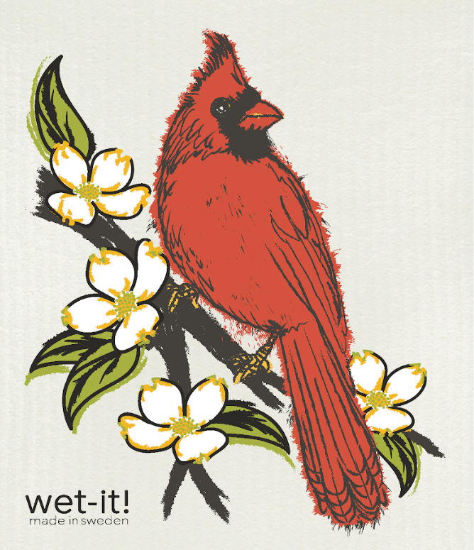Swedish Cloth with Northern Red Cardinal design