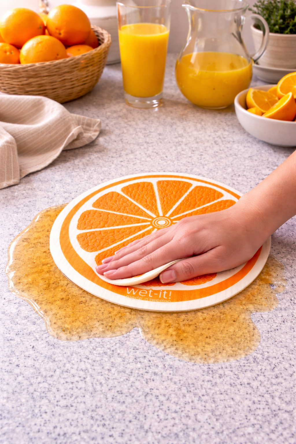 Orange Round Swedish Dishcloth