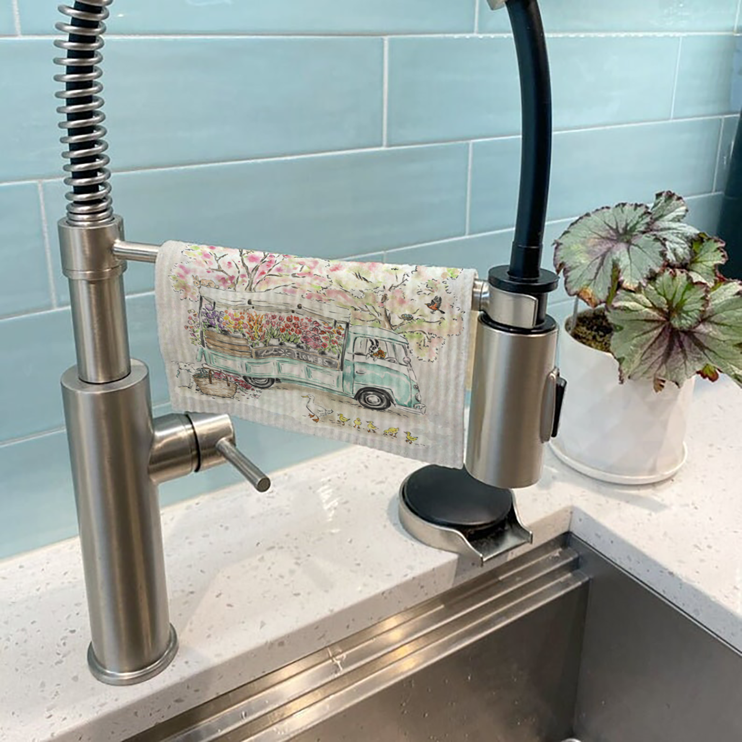 Swedish Cloth with Pippa Flower Truck design