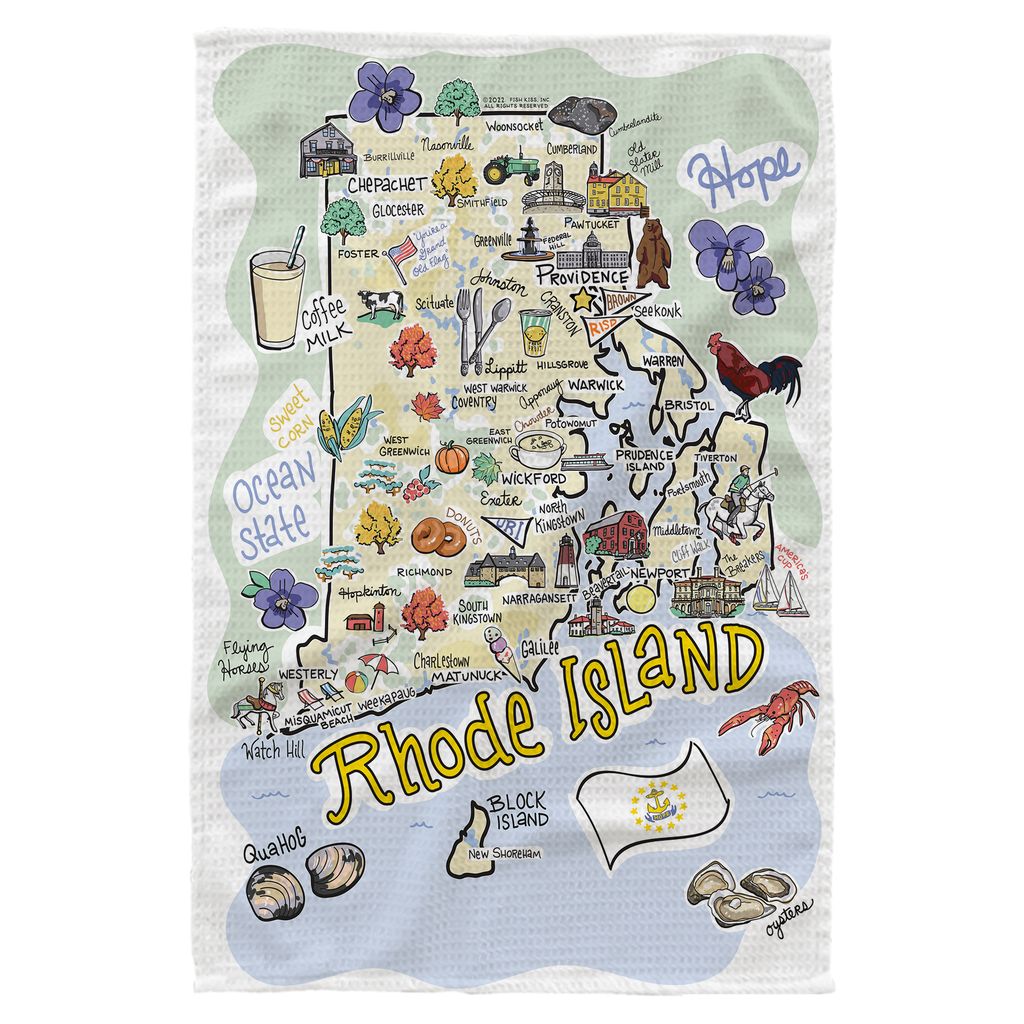 Rhode Island Single Map Kitchen Towel