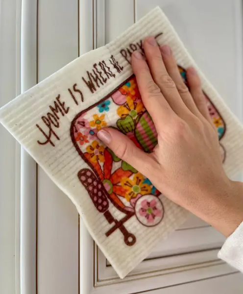 swedish dishcloth with retro camper design