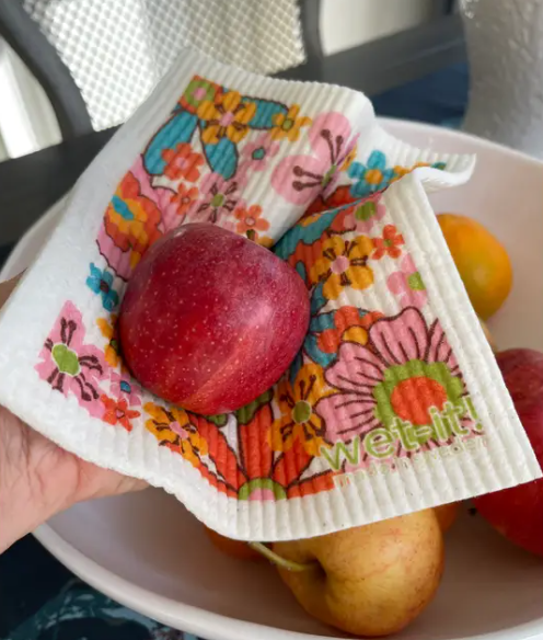 swedish dishcloth with retro floral design