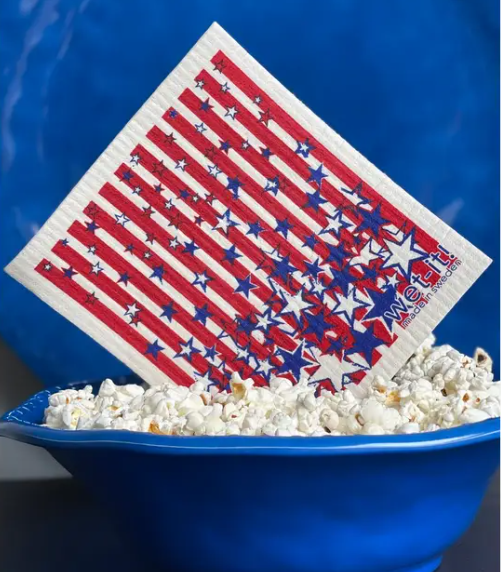 swedish dish cloth with stars and stripes design