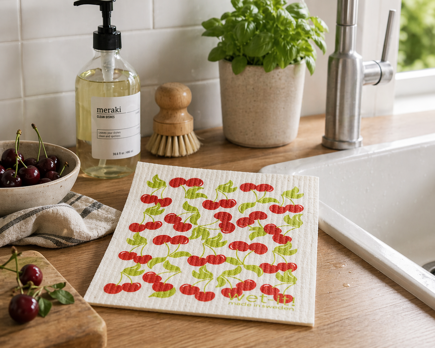 Sweet Cherries Swedish Dishcloth