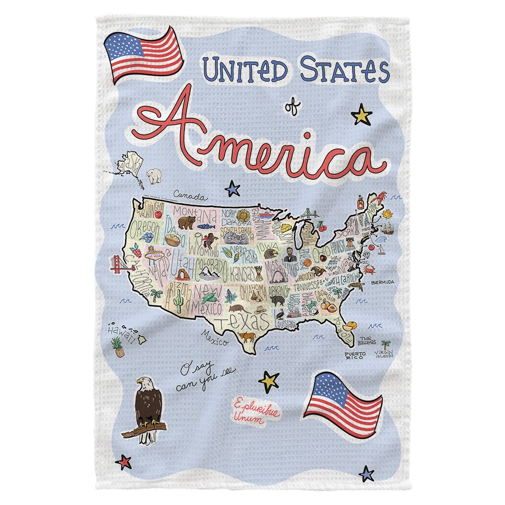 America Single Map Kitchen Towel