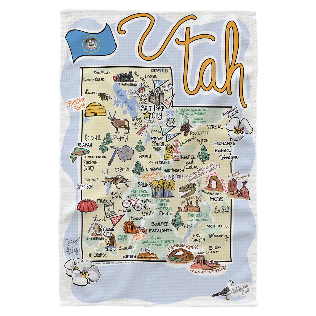 Utah Single Map Kitchen Towel